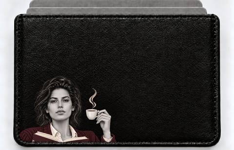 Kitap ve Kahve figürlü kartlık