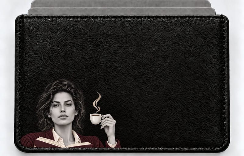 Kitap ve Kahve figürlü kartlık